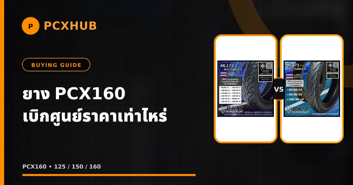 ยาง PCX160 เบิกศูนย์ราคาเท่าไหร่ — ซื้อที่ไหน ขนาดไหนถูกต้อง
